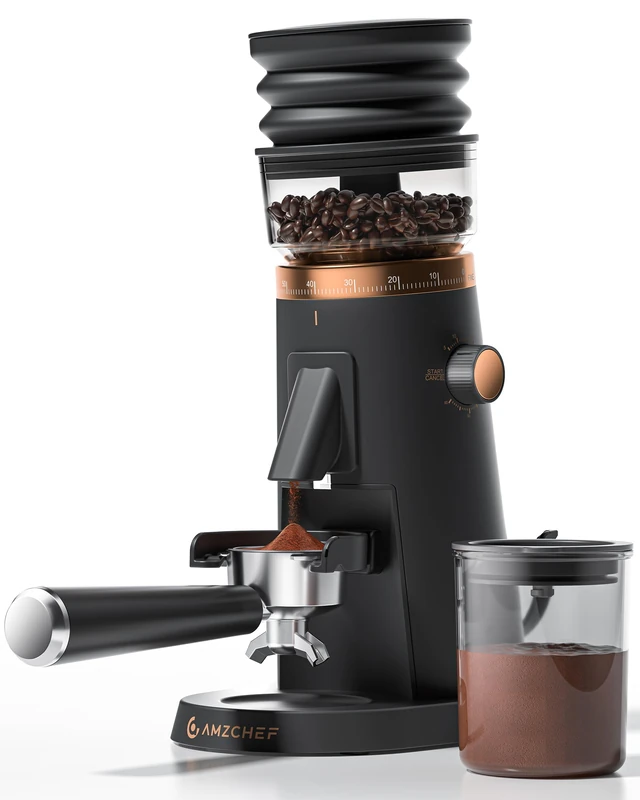 AMZCHEF Electric Coffee Grinder, 75 Grind Settings, Anti-Static, Black
