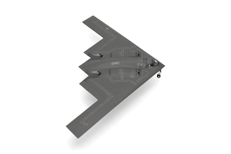 Herpa airplane model U.S. Air Force Northrop Grumman B-2A Spirit- 393rd Bomb Squadron "Tigers", "Spirit of Arizona" on a scale of 1:200, military, metal miniature without pedastal, model building