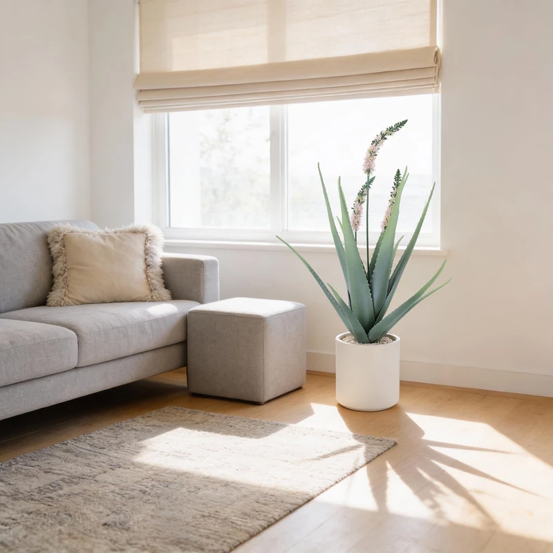GarveeHome Artificial Aloe Vera 102 x 22 cm - Artificial Plant Succulents with Stone and Flowers - Artificial Plant Agave in Pot - Plastic Succulents Plants for Office Living Room Home Decoration - Image 1
