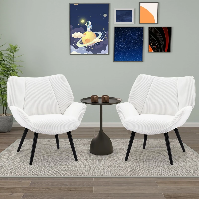 Garvee Modern Design Lounge Chair in Rope Fabric with Matt Black Metal Legs - Ergonomic Comfort and Elegant Style for Living Room, Office or Bedroom - Image 1