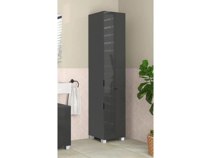 Atlas High Cabinet with 1+ 1 door and 1 drawer in Grey, 36 x118 x 38cm (D x H x W)