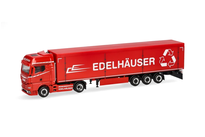 Herpa truck model MAN TGX GX walking-floor semitrailer "Edelhäuser", on a scale of 1:87, plastic miniature, made in Germany, model building, collectors edition - Image 1