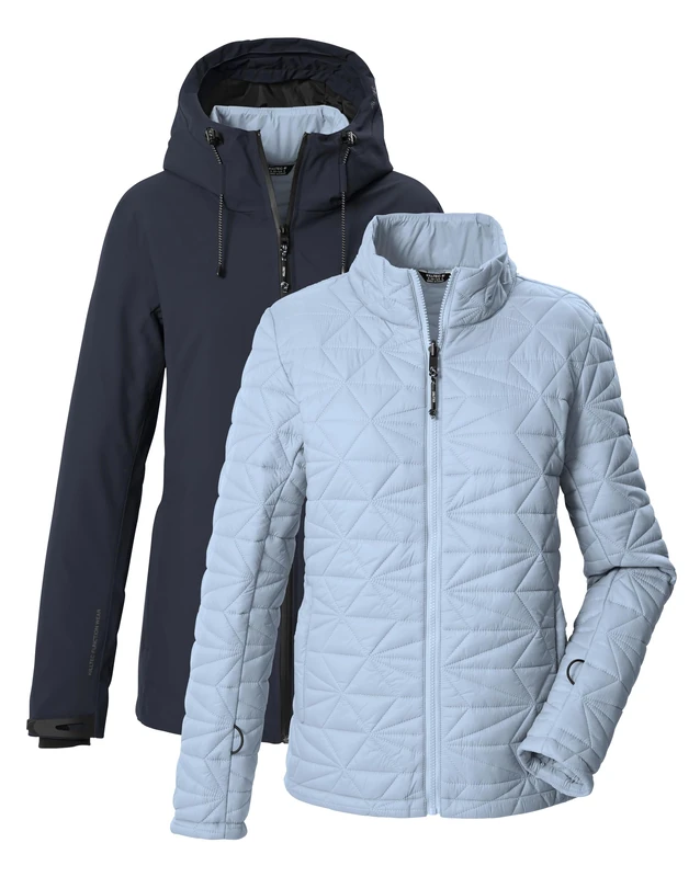 killtec KOW 20 WMN JCKT Women's 3-in-1 Functional Jacket with Hood Waterproof and Zip-In Quilted Jacket, Dark Navy, 38, 44467-000