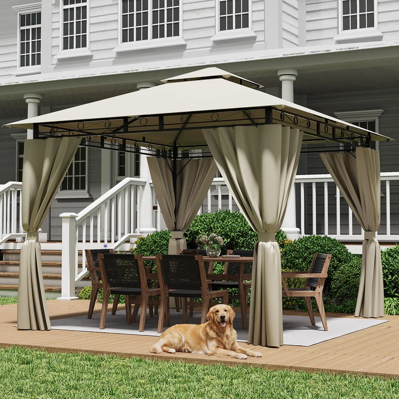 JUMMICO 3x3m Garden Pavilion - Waterproof Double Roof Tent