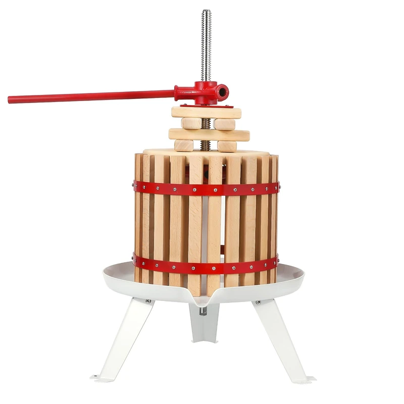 Garvee 12L Wooden Fruit Press - Manual Juice Extractor for Cider, Wine, Oils - Stable Triangular Structure with Filter Bag - Image 1