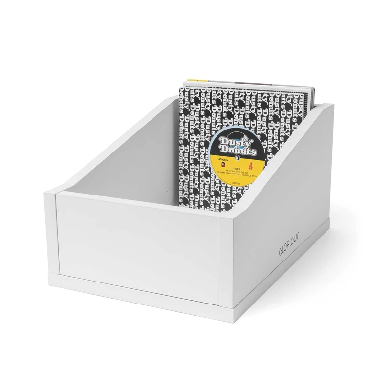 Glorious 7 Inch Record Box Advanced Black/White 110 - Compact Storage for 7 Inch Vinyl (White)