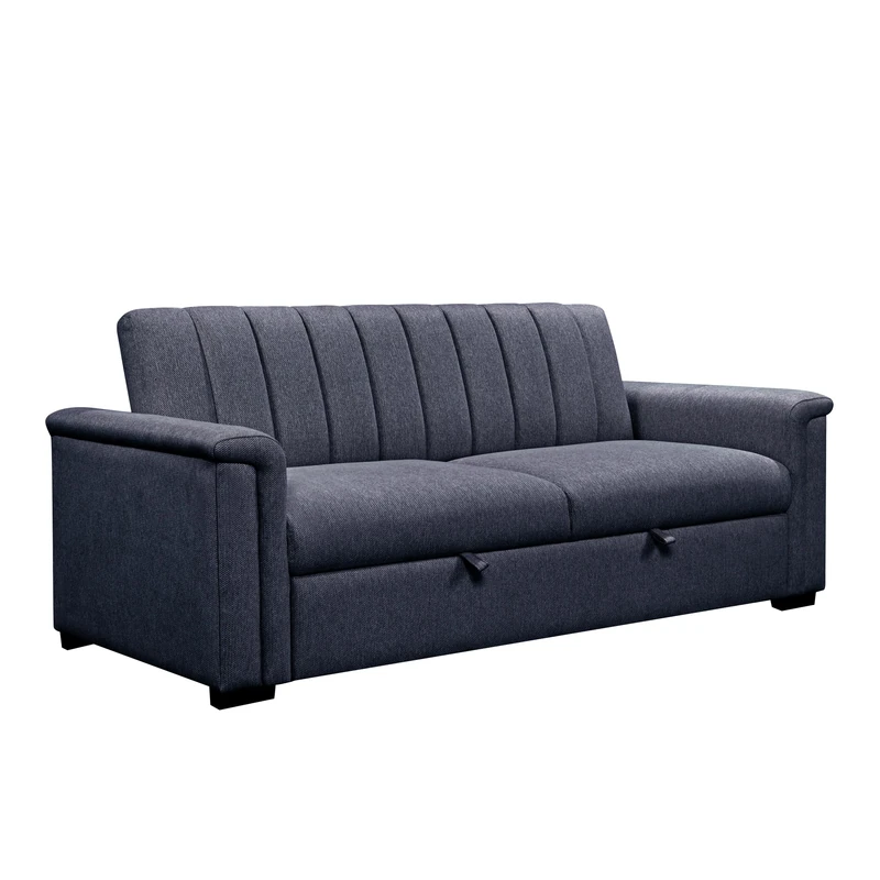 Charlotte - 3 Seater Sofa Bed Navy Fabric, 203 x 90 x 88cm (W x D x H) - Image 1