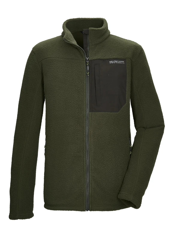 killtec KOW 29 MN FLC JCKT Men's Sherpa Fleece Jacket with Stand-Up Collar, Dark Olive, XL, 44435-000