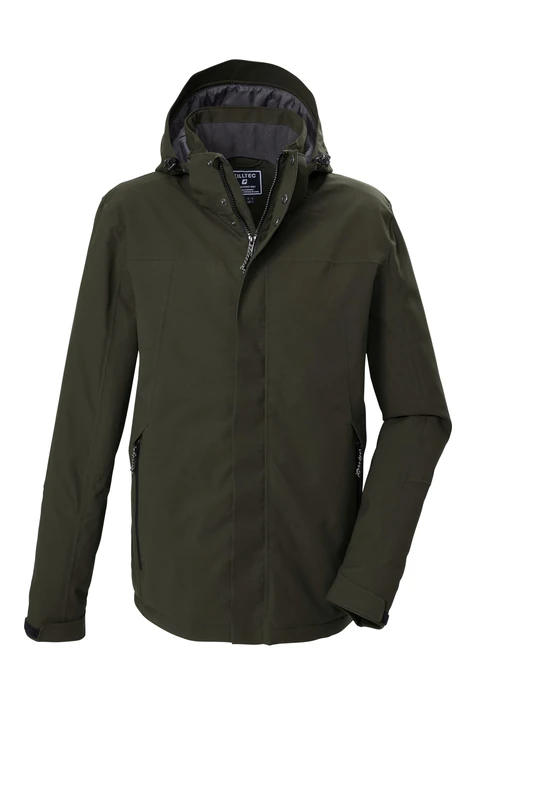 killtec KOW 2 MN JCKT 44262-000 Men's Functional Outdoor Jacket Waterproof with Zip-Off Hood Dark Olive L
