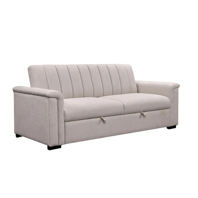Charlotte - 3 Seater Sofa Bed Natural Fabric, 203 x 90 x 88cm (W x D x H)