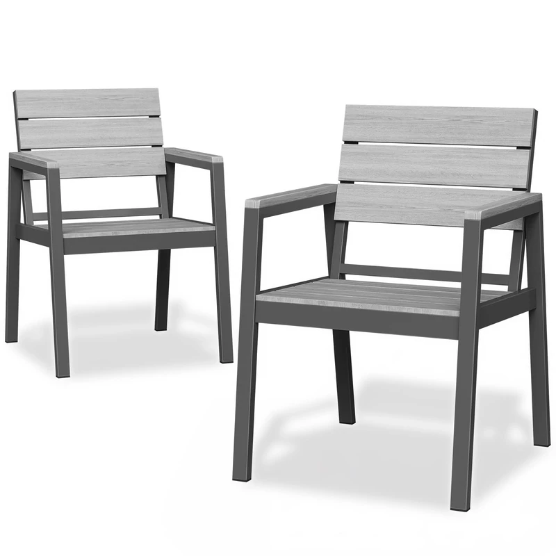 JUMMICO Outdoor Garden Chair in Aluminium Wood Look – Rustproof, Easy to Clean and Rot Proof, Maximum Load 160 kg, for Garden, Yard, Balcony