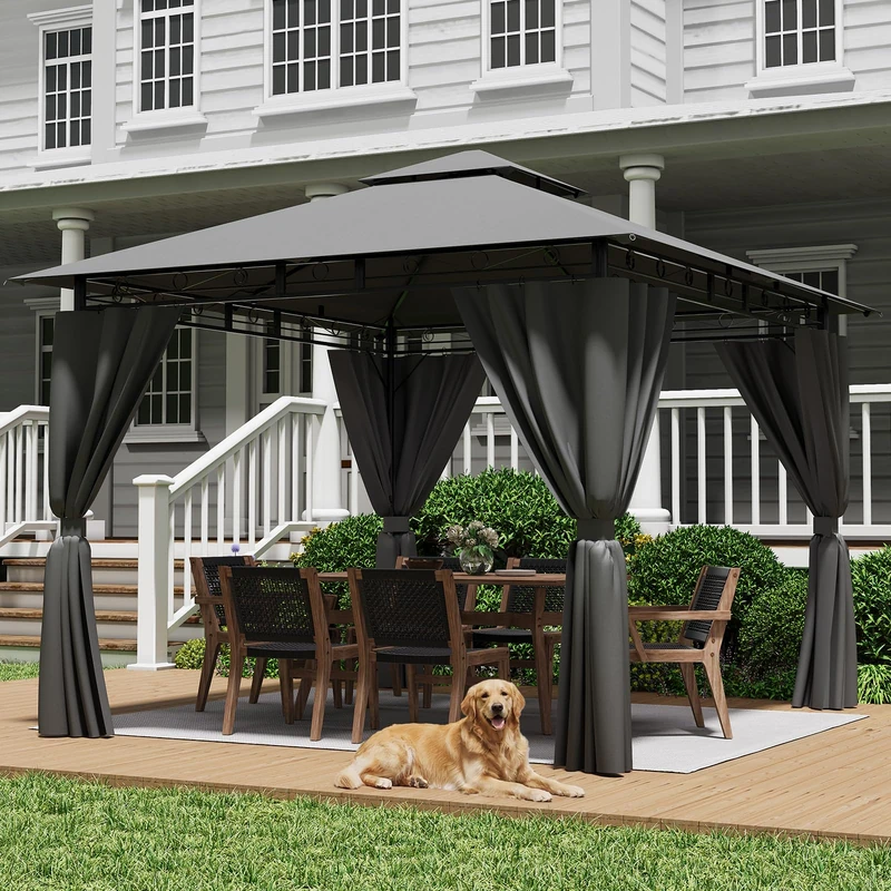 JUMMICO 3x3m Heavy Duty Gazebo with Sides - Grey Steel Frame