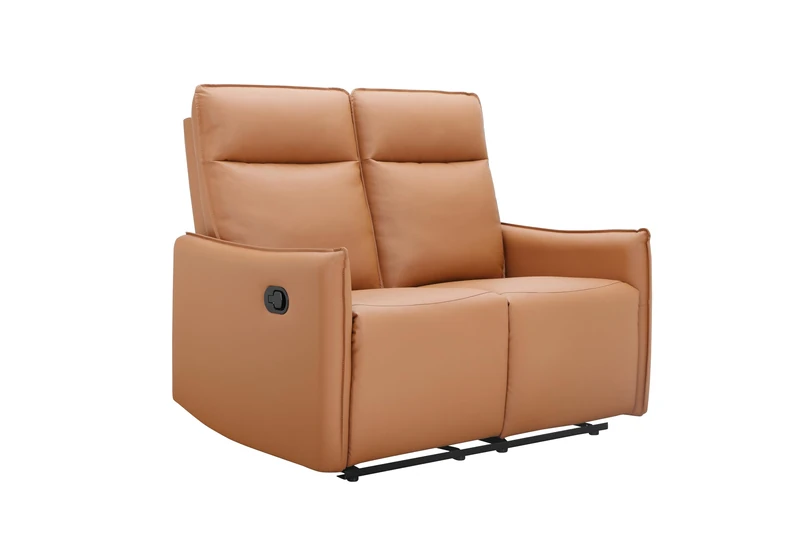 Lugo 2 Seater Sofa with 2 Manual Recliner Cognac PU, 127 x 86 x 120 cm (W x D x H)