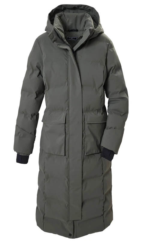 killtec KOW 37 WMN QLTD CT Women's Quilted Parka/Winter Coat with Removable Hood, Dark Sage, 36, 44473-000