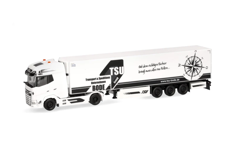 Herpa truck model DAF XG+ refrigerated box semitrailer "TSU Bode", on a scale of 1:87, plastic miniature, made in Germany, model building, collectors edition