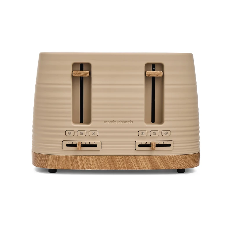 Morphy Richards Clay 4 Slice Brown Toaster, Wide Slots, High Lift, Anti-Slip Rubber Feet, Removable Crumb Tray, Cancel, Reheat, Defrost, Integrated Cord Storage, Felspar, 243100