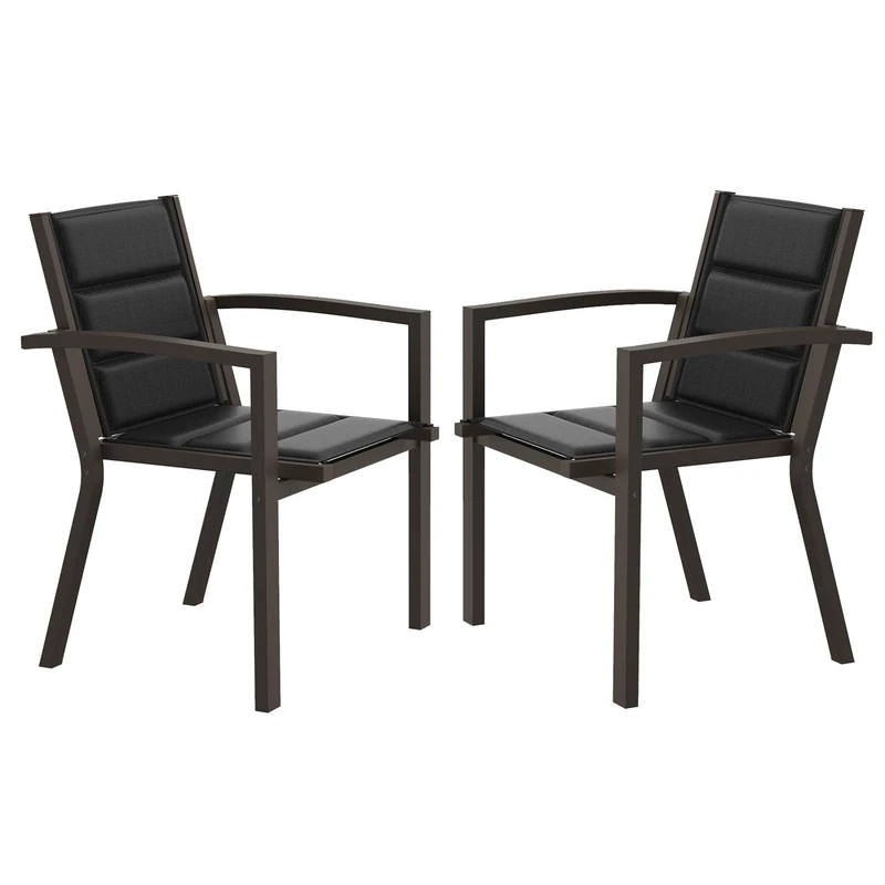 JUMMICO Stackable Garden Chair, Aluminium Frame with Comfort Seat in Textilene, Low Seat Height with Armrests for Balcony and Patio