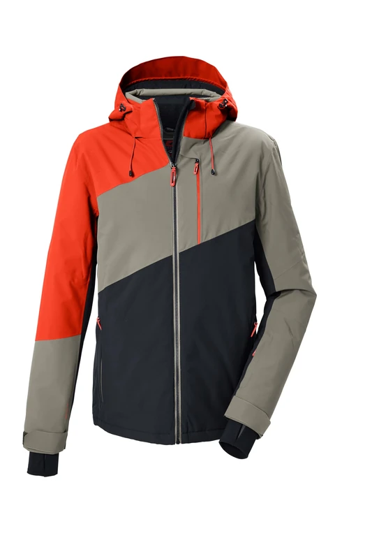 killtec KSW 89 MN Ski Jacket Men's Ski Jacket Waterproof with Zip-Off Hood and Snow Guard Orange XL 44985-000