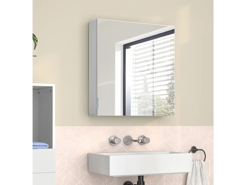 Atlas Hang Cabinet with 1 Mirror Door in White, 16 x 65 x 60 cm (D x H x W)