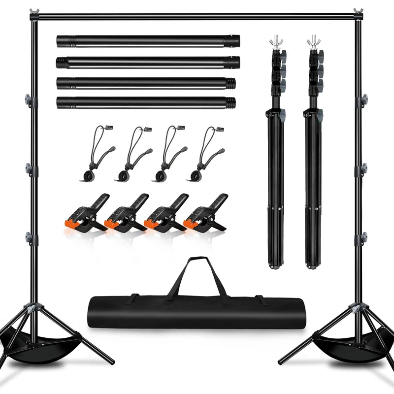 Heysliy Backdrop Stand Kit 3m x 3m (9.8ft x 9.8ft), Adjustable Height and Width Backdrop Stand Frame, Photography Background Stand for Studio, Party, Decoration