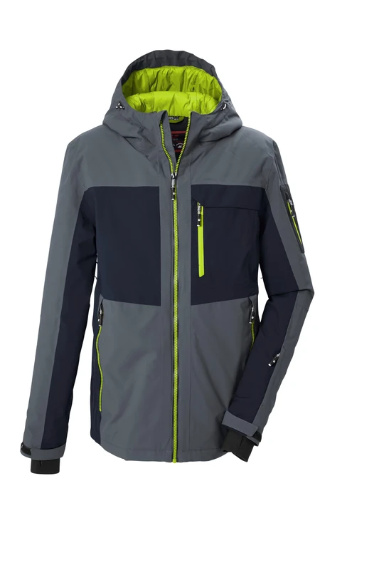 killtec KSW 79 MN Men's Ski Jacket Waterproof with Hood, Snow Guard and Underarm Ventilation, Steel, 4XL, 44914-000