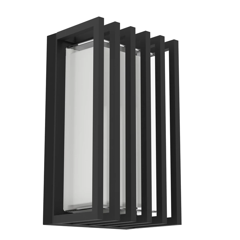 Eglo LED Outdoor wall Light Grottazzolina, Motion Sensor, Rectangular Porch lamp, Outside Lighting, Aluminium louvre in Black, Warm - Neutral - Cool White, IP65 - Image 1