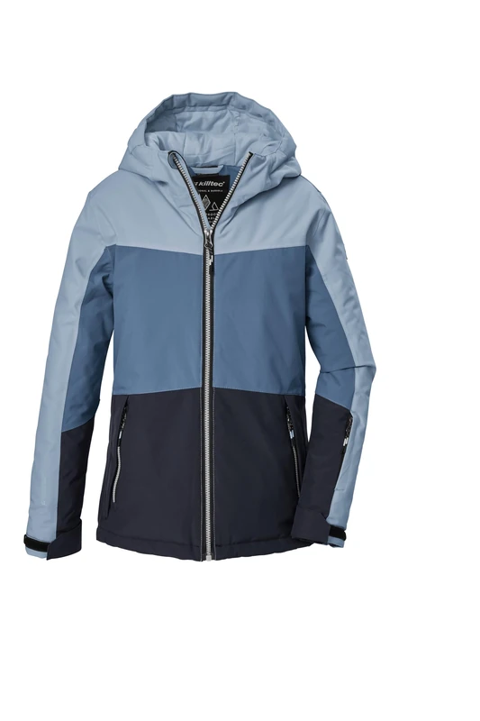 killtec KSW 198 GRLS SKI JCKT, Girls' Functional Jacket with Hood and Snow Guard, Light Denim, 116, 44796-000