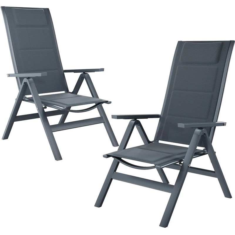 JUMMICO Folding Garden Chair - 5-Position Recliner with Headrest