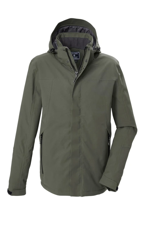 killtec KOW 2 MN JCKT 44262-000 Men's Functional Outdoor Jacket Waterproof with Zip-Off Hood Olive L