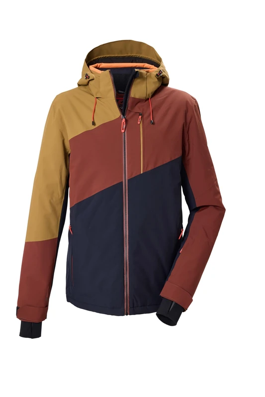 killtec KSW 89 MN Ski Jacket Men's Ski Jacket Waterproof with Zip-Off Hood and Snow Guard Mustard Yellow L 44985-000