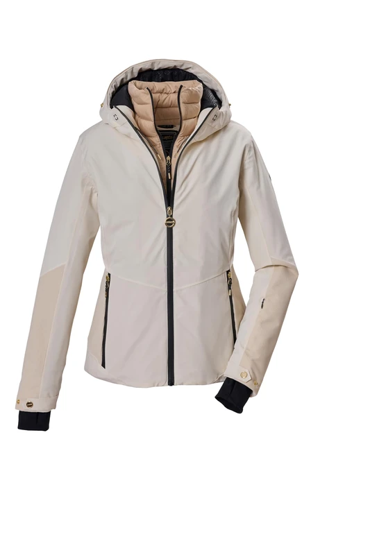 killtec KSW 135 WMN Women's Ski Jacket Waterproof with Hood Removable Snow Guard Soft Cream 38 44931-000