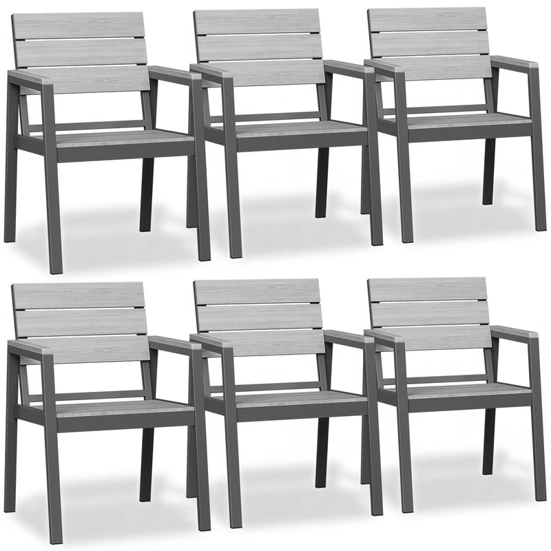 JUMMICO Outdoor Garden Chair in Aluminium Wood Look – Rustproof, Easy to Clean and Rot Proof, Maximum Load 160 kg, for Garden, Yard, Balcony