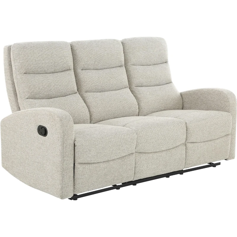 Rena - 3 Seater Sofa with Manual Recliner Natural Linen Look, 179 x 94 x 101cm (W x D x H)