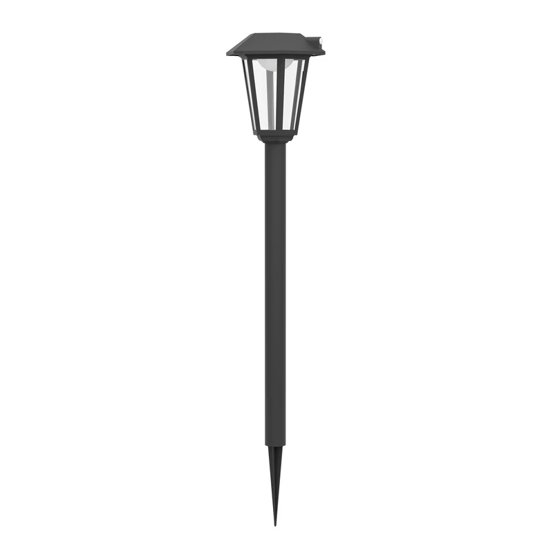 Eglo Solar Garden lamp Post Prietta, 800 lumens, Path Light with Ground Spike and Motion Sensor, Outdoor Lantern, Black, Warm White, IP44