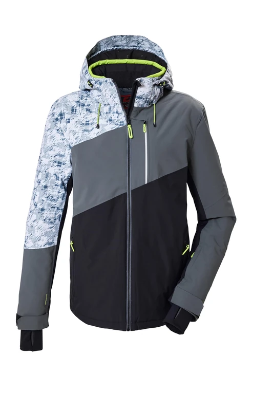 killtec KSW 90 MN Ski Jacket Men's Ski Jacket Waterproof with Zip-Off Hood and Snow Guard Light Grey XXL 44986-000