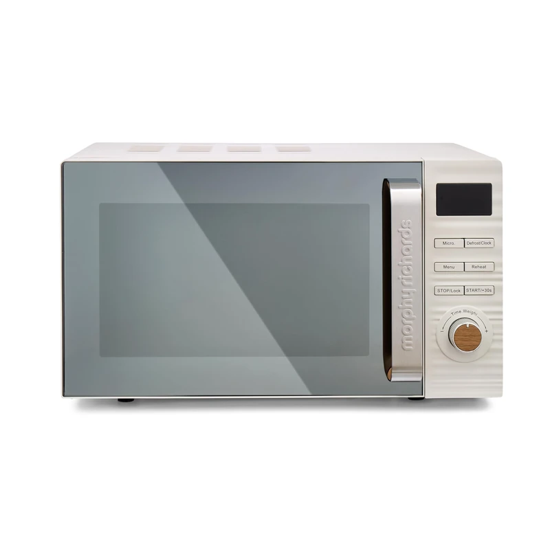 Morphy Richards Clay Digital White Microwave, 20L Capacity, Stainless Steel Inner Cavity, 95 Minute Timer, 11 Power Levels, Defrost mode, Glass Turntable, Easy Clean, 800W, China Clay, 512002 - Image 1