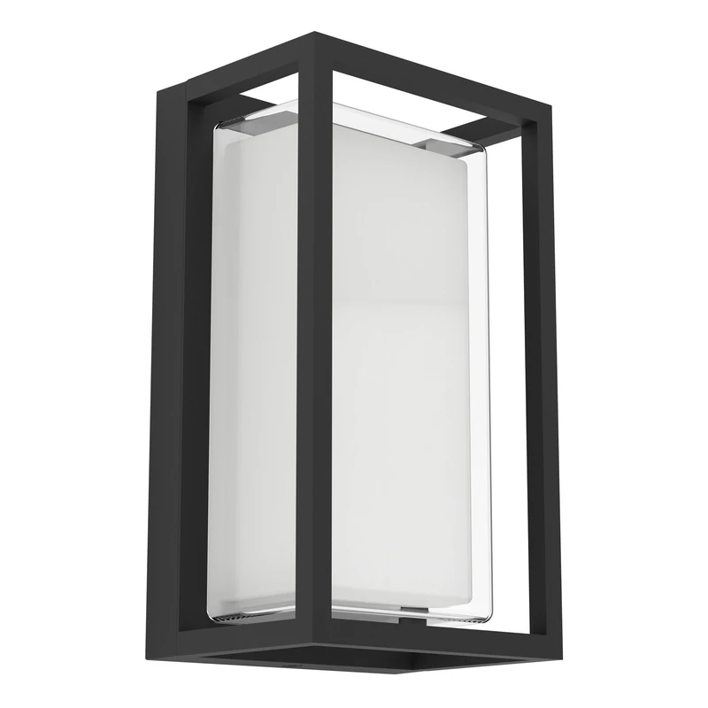Eglo LED Outdoor wall Light Grottazzolina, Rectangular Porch lamp, Outside Lighting, Aluminium Frame in Black, Warm - Neutral - Cool White, IP65