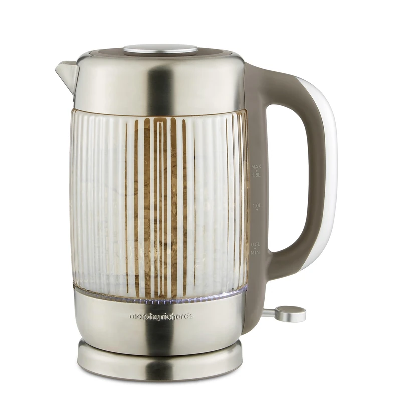 Morphy Richards Lantern Ribbed Kettle, 1.5L, 3Kw Rapid Boil, 360 Degree Base, Dry Boil Protection, Heat & Stain Resistant, Auto Switch Off, Concealed Heating Element, Amber, 108002