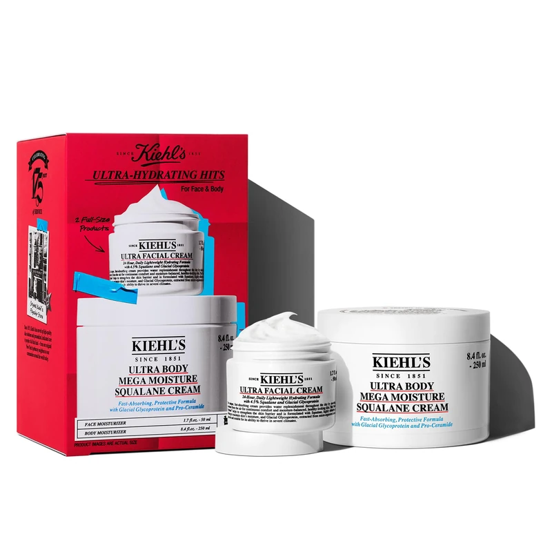Kiehl's Ultra-Hydrating Hits Skincare Gift Set, Body and Face Hydration Kit with Fast-Absorbing Body Lotion and Number 1 Ultra Facial Cream, Deeply Moisturising Head-to-Toe Routine