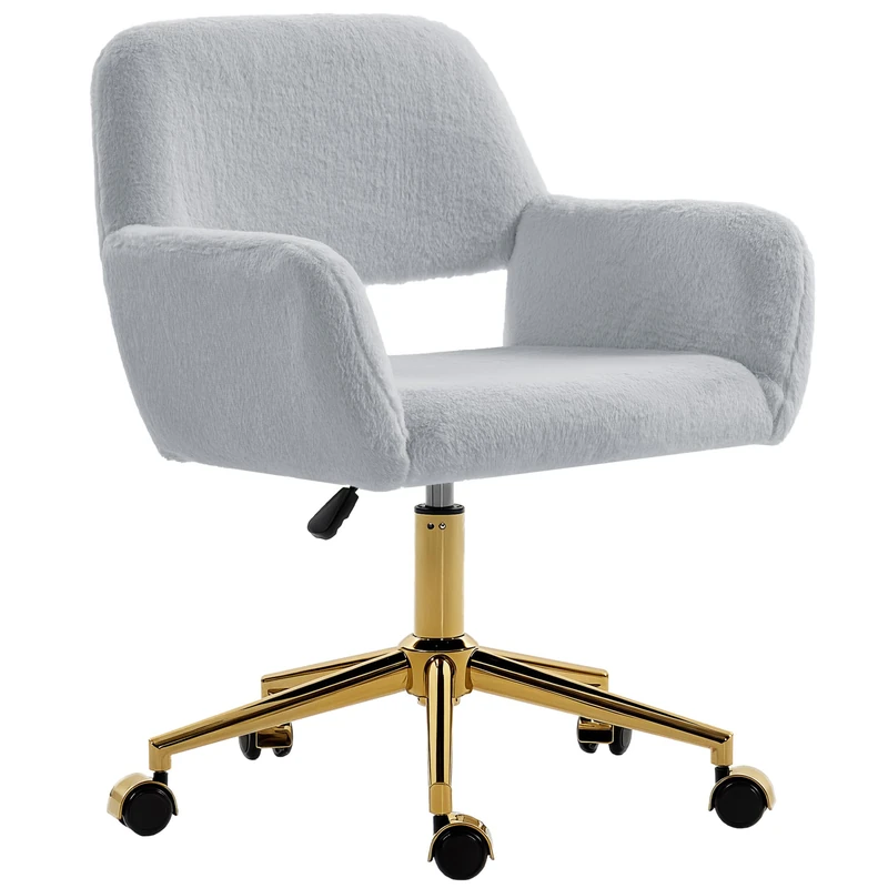 HOMCOM Swivel Office Chair with Adjustable Height, Armrests, Grey