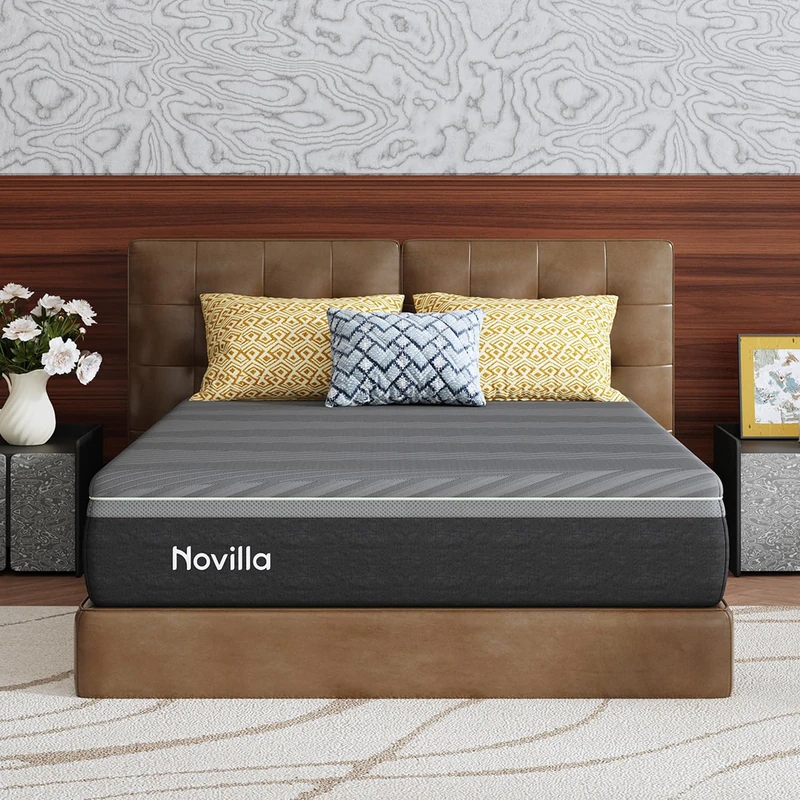 Novilla Coolmax Mattress, 90 x 200 cm, 7-Zone Gel & Greentea Memory Foam, Cold Foam Mattress, with Cooling Fabric, H3 and H4 Medium Firm, 30 cm Height, Oeko-Tex Certified Breathable Washable Cover - Image 1