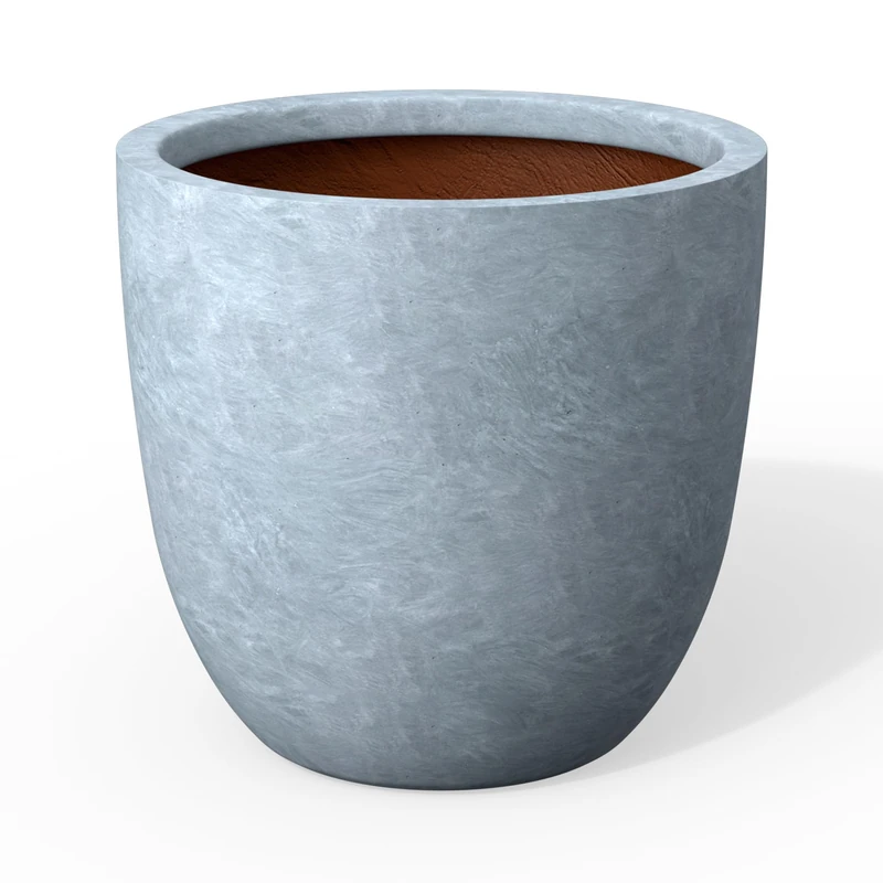 Kante 14 Inch Round Concrete Planter, Large Outdoor Indoor Plant Pot with Drainage, Slate Gray Finish with Painted Interior, for Flowers, Trees, Shrubs
