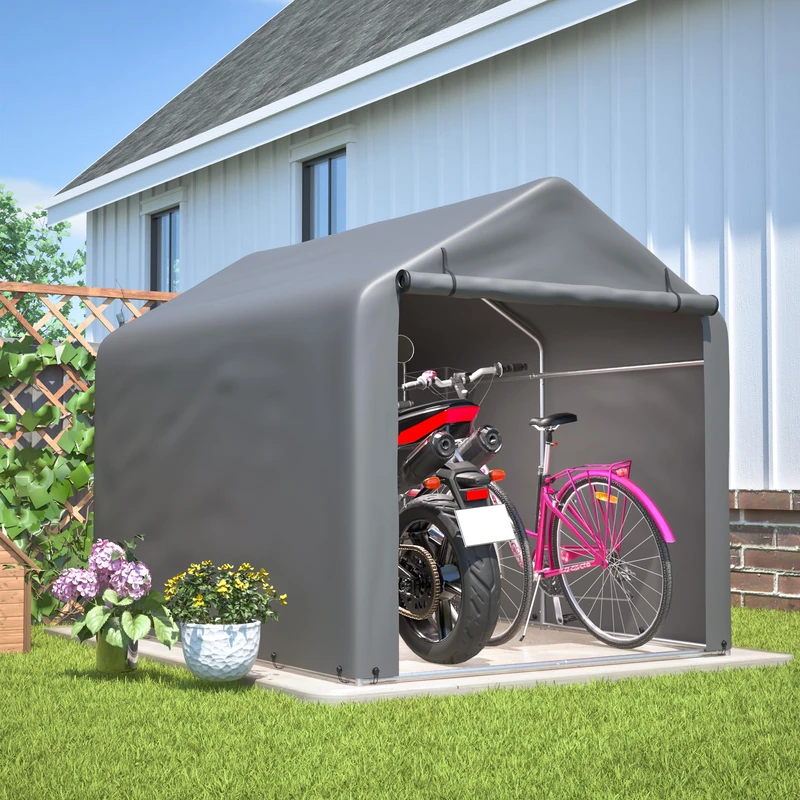 Ball & Cast Bicycle Garage Weatherproof Tool Shed for 2-4 Bicycles Carport Tent with UV Protection Bicycle Shed for Rain Protection Motorcycle Garage Garden Shed Grey 160 x 220 x 165 cm