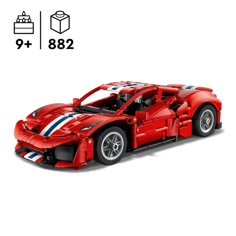 LEGO Technic Ferrari 488 PISTA Car Toy - Model Kit w/ V8 Engine, Steering & Differential - Gaming Decor - Birthday Gift for 9+ Year Old Boys & Motorsport Fans - 42235