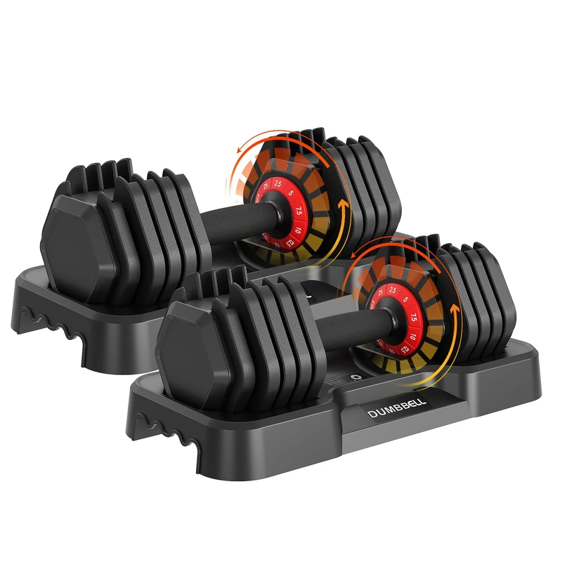 Adjustable Dumbbells 10 kg (25 lb), Dumbbell Set with Non-Slip Handle and Storage Solution, Compact Free Dumbbells for Home Gym, Strength Training for Men and Women - Image 1