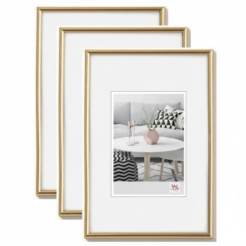 walther design Galeria Plastic Picture Frame, Gold, 13 x 18 cm, Pack of 3, KG318H3 - Image 1