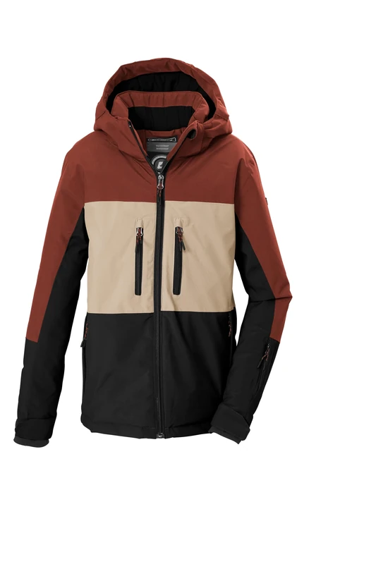 killtec KOW 174 BYS JCKT 44857-000 Boys' Functional Ski Jacket with Removable Hood, Straps and Snow Guard, Chestnut, 140
