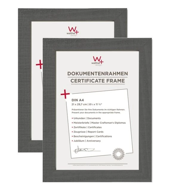 walther design Home Wooden Picture Frame, Grey, 21 x 30 cm, Pack of 2, HO130DD