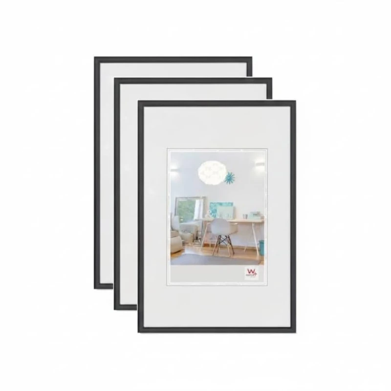 walther design Lifestyle Plastic Picture Frame, Black, 20 x 25 cm, Pack of 3 Frame, KV025B3