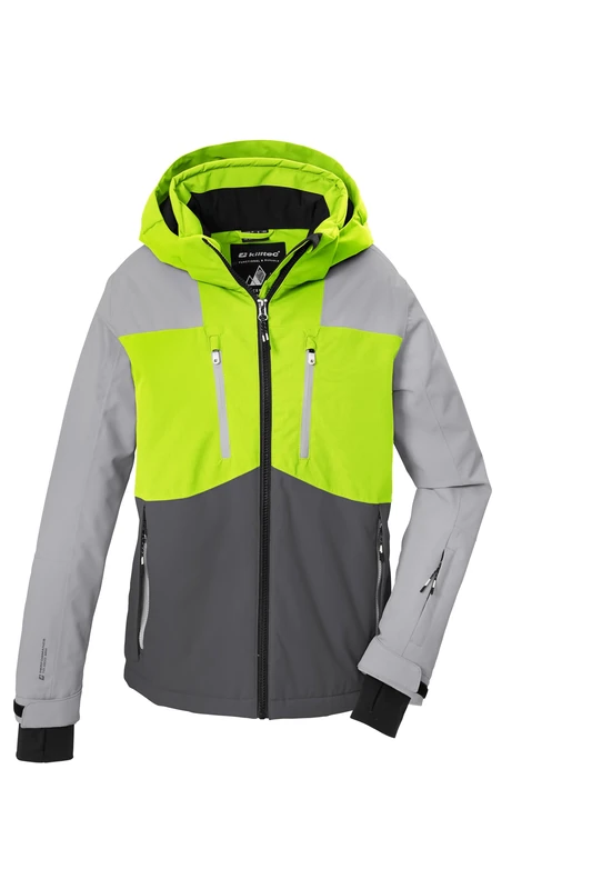 killtec KSW 216 BYS 44874-000 Boys' Ski Jacket with Zip-Off Hood and Snow Guard Solid Grey 140